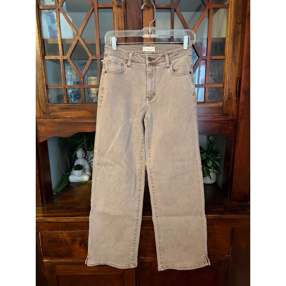 Oliver Logan Womens High Rise Wide Leg Jeans Brown Size 25 RN148766